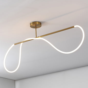 Alessio Contemporary Minimalist 360 Adjustable Silicone Neon Rope Dimmable Linear Integrated LED Flush Mount - JONATHAN Y